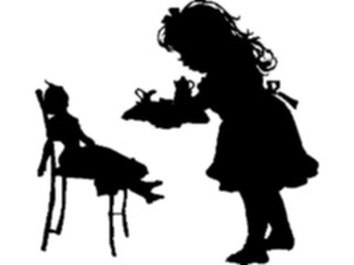 Sticker Custom Preview Image #026820 Antique Style People Silhouettes Girlwith Doll2