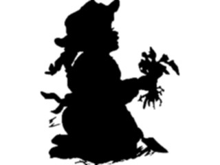 Sticker Custom Preview Image #026822 Antique Style People Silhouettes Girlwith Flowers