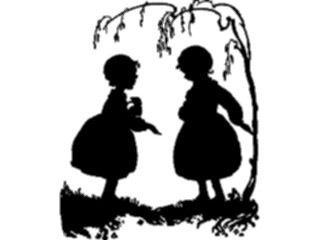 Sticker Custom Preview Image #026824 Antique Style People Silhouettes Girls Talking2