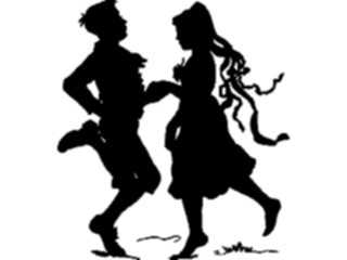 Sticker Custom Preview Image #026827 Antique Style People Silhouettes Kids Dancing