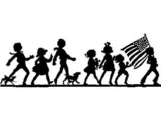 Sticker Custom Preview Image #026828 Antique Style People Silhouettes Kids Marching