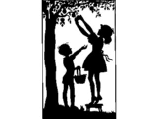 Sticker Custom Preview Image #026829 Antique Style People Silhouettes Kids Picking Apples