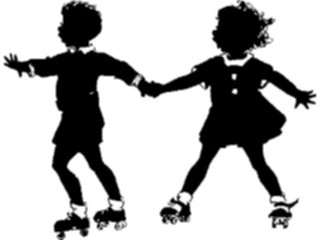 Sticker Custom Preview Image #026836 Antique Style People Silhouettes Kids Skating