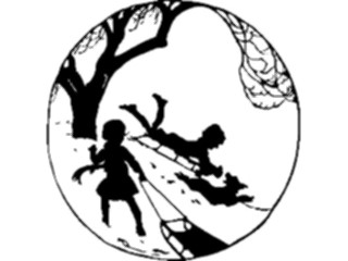 Sticker Custom Preview Image #026837 Antique Style People Silhouettes Kids Sledding