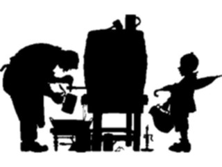 Sticker Custom Preview Image #026844 Antique Style People Silhouettes Man Brewing