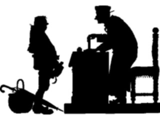 Sticker Custom Preview Image #026846 Antique Style People Silhouettes Man Clerk