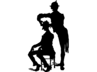 Sticker Custom Preview Image #026849 Antique Style People Silhouettes Man Getting Haircut