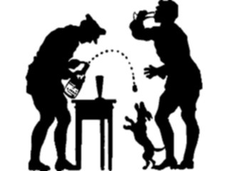 Sticker Custom Preview Image #026857 Antique Style People Silhouettes Men Drinking