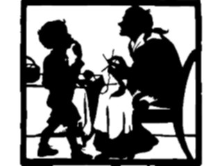 Sticker Custom Preview Image #026860 Antique Style People Silhouettes Mother Son