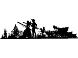 Sticker Custom Preview Image #026865 Antique Style People Silhouettes Pioneers