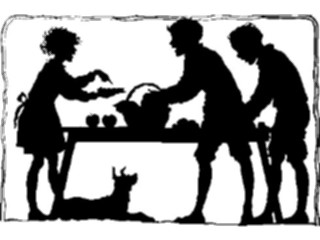 Sticker Custom Preview Image #026866 Antique Style People Silhouettes Preparinga Meal