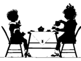 Sticker Custom Preview Image #026874 Antique Style People Silhouettes Tea Party