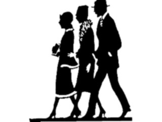 Sticker Custom Preview Image #026876 Antique Style People Silhouettes Trio Walking