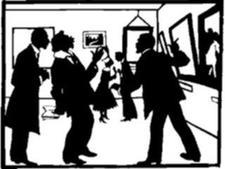 Sticker Custom Preview Image #026877 Antique Style People Silhouettes Visiting Art Museum