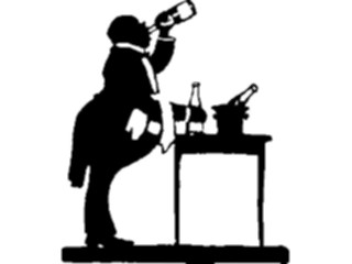 Sticker Custom Preview Image #026879 Antique Style People Silhouettes Waiter Drinking