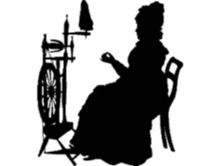 Sticker Custom Preview Image #026882 Antique Style People Silhouettes Womanat Spinning Wheel