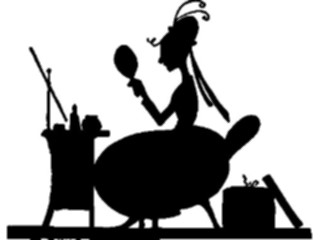 Sticker Custom Preview Image #026884 Antique Style People Silhouettes Woman Lookingin Mirror