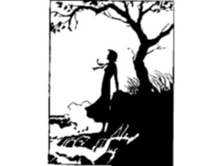 Sticker Custom Preview Image #026891 Antique Style People Silhouettes Woman Standingin Woods