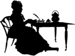 Sticker Custom Preview Image #026894 Antique Style People Silhouettes Woman Writing