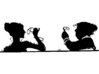 Sticker Custom Preview Image #026896 Antique Style People Silhouettes Women Holding Glasses