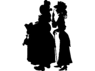 Sticker Custom Preview Image #026897 Antique Style People Silhouettes Women Reading1
