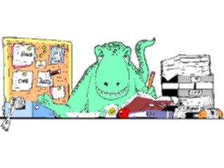 Sticker Custom Preview Image #039105 Business Office Cartoons Desk Scene Dino