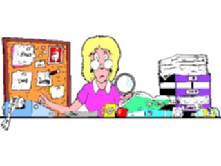 Sticker Custom Preview Image #039110 Business Office Cartoons Desk Scene Woman1