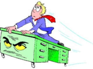 Sticker Custom Preview Image #039258 Business Office Cartoons Flying Desk Evil