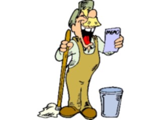 Sticker Custom Preview Image #039437 Business Office Cartoons Janitor Reading Memo