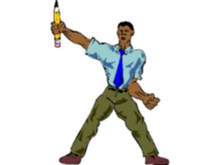 Sticker Custom Preview Image #039534 Business Office Cartoons Man Holding Up Pencil