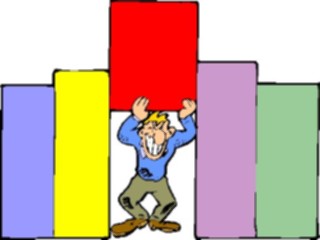 Sticker Custom Preview Image #039541 Business Office Cartoons Man Lifting Bar Graph