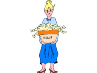 Sticker Custom Preview Image #040366 Business Office Cartoons Womanwith Boxof Bills