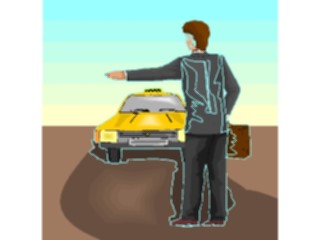 Sticker Custom Preview Image #040999 Business Office People Hailing Taxi1