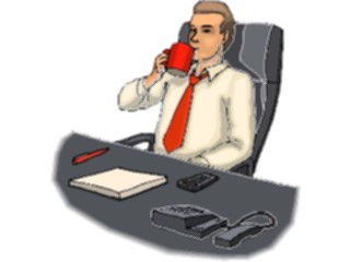 Sticker Custom Preview Image #041054 Business Office People Man Drinking Coffee