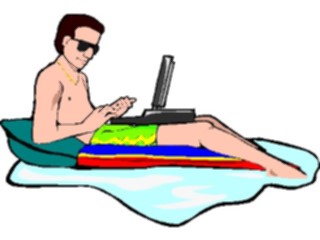 Sticker Custom Preview Image #041055 Business Office People Manin Poolwith Laptop
