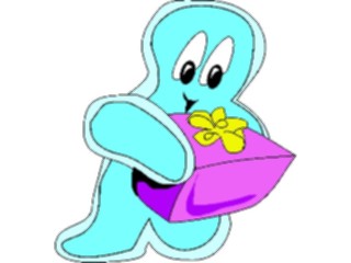 Sticker Custom Preview Image #042531 Cartoons Amoeba Man Holding Gift