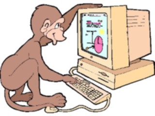 Sticker Custom Preview Image #046469 Computers Cartoons Monkeyat Computer