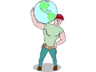 Sticker Custom Preview Image #048684 Construction Workerwith Globe