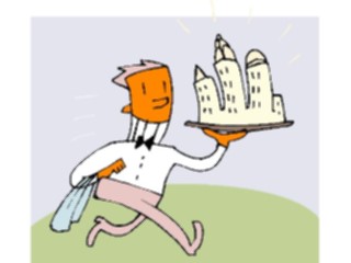 Sticker Custom Preview Image #054784 Entertainment Dining Waiterwith Skyline Platter