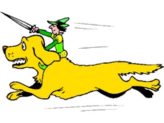 Sticker Custom Preview Image #056588 Fantasy Medieval Images Little Person Riding Dog