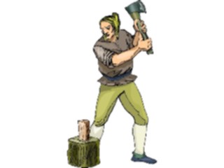Sticker Custom Preview Image #056638 Fantasy Medieval Images Man Chopping Wood