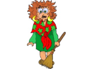 Sticker Custom Preview Image #057369 Fantasy Medieval Images Trollwith Broom