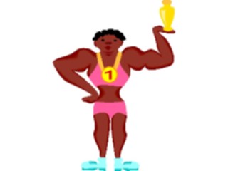 Sticker Custom Preview Image #058227 Fitness Cartoons General Body Builderwith Trophy