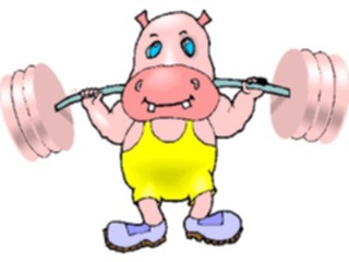 Sticker Custom Preview Image #058340 Fitness Cartoons General Weight Lifter Hippo