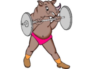 Sticker Custom Preview Image #058342 Fitness Cartoons General Weight Lifter Rhino