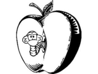 Sticker Custom Preview Image #060585 Food Drink Cartoons Applewith Worm