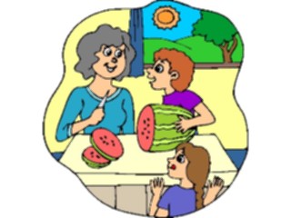 Sticker Custom Preview Image #061149 Food Drink Cartoons Slicing Watermelon