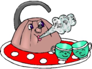 Sticker Custom Preview Image #061189 Food Drink Cartoons Tea Kettle Whistling