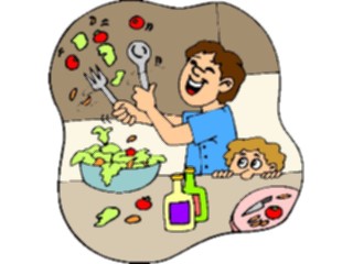 Sticker Custom Preview Image #061203 Food Drink Cartoons Tossing Salad