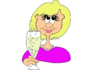 Sticker Custom Preview Image #061232 Food Drink Cartoons Woman Holding Champagne